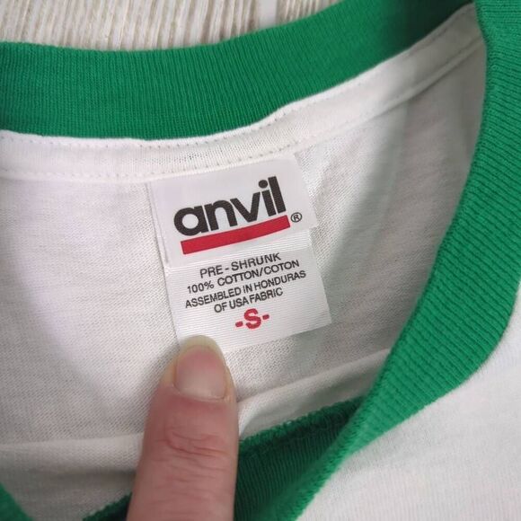 Vintage Anvil Men’s Small Get Smooshed White Short Sleeve Ringer T-Shirt - Picture 5 of 6